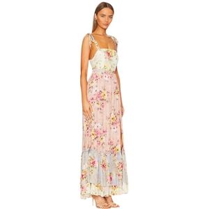 Anthropologie Floral Maxi Dress - Pink and Blue